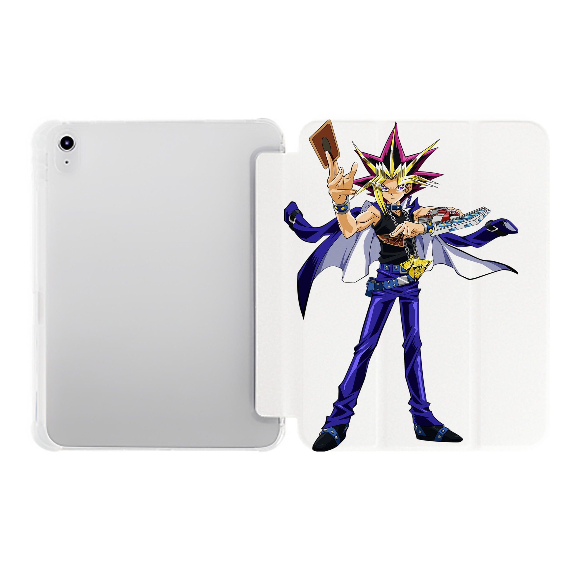 （画像用） 遊☆戯☆王 Yu-Gi-Oh! IPad ケース ペン収納付き 三つ折りスタンド PUレザー×シリコン 対応機種9.5/10.5/10.9インチ